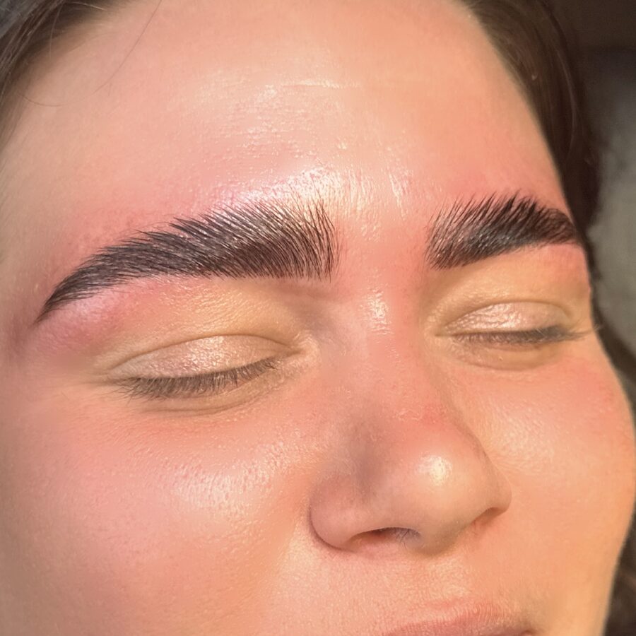 Freshly shaped and laminated brows